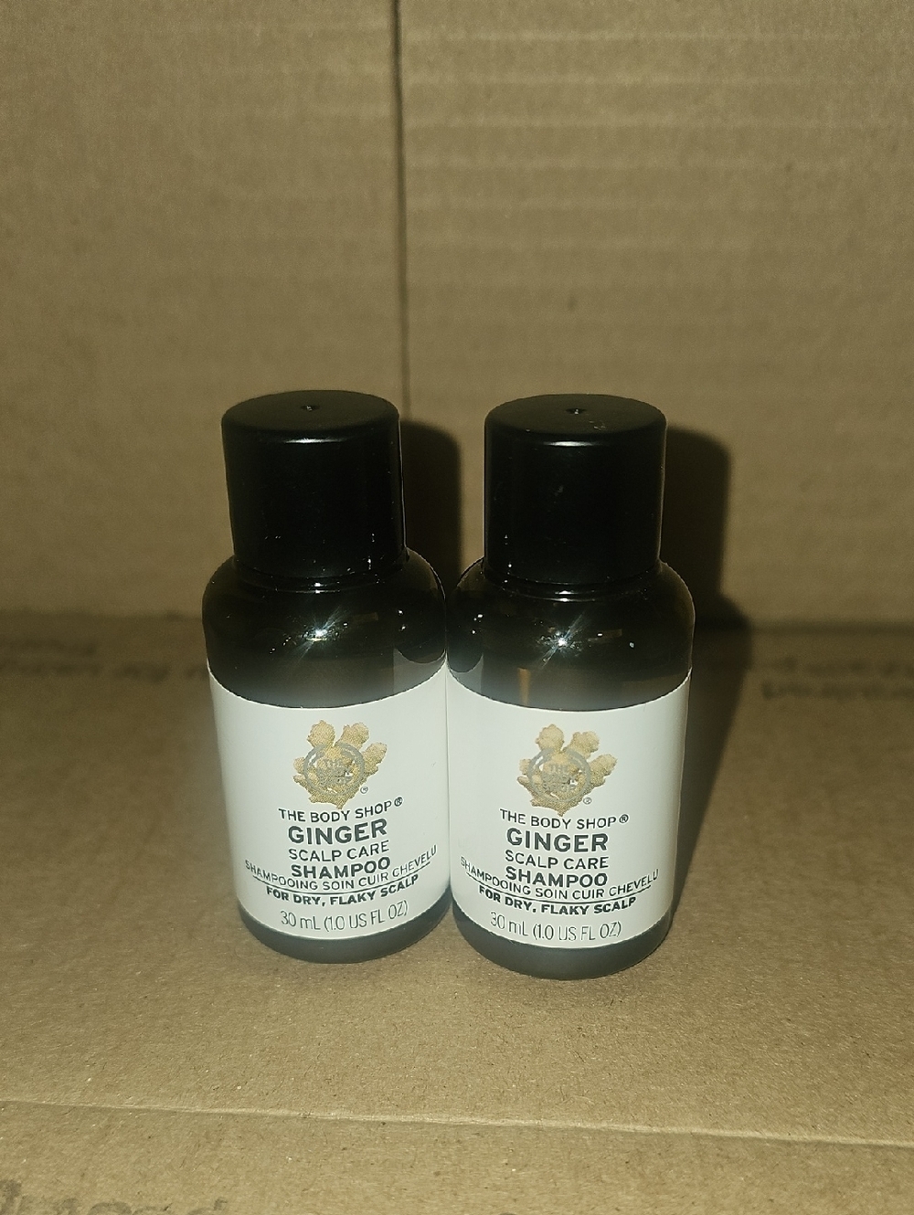 The Body Shop Ginger Scalp Care Shampoo - Black & White - 2 Bottles 30ml. 1.0 Oz